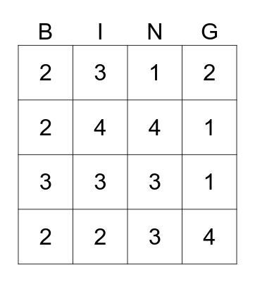 Syllable Bingo!! Bingo Card
