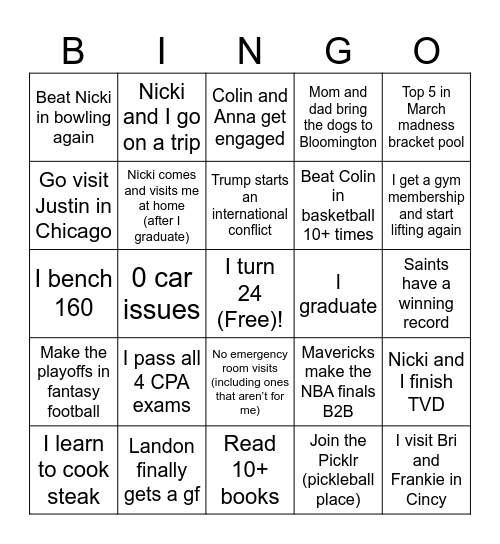 2025 Bingo Card