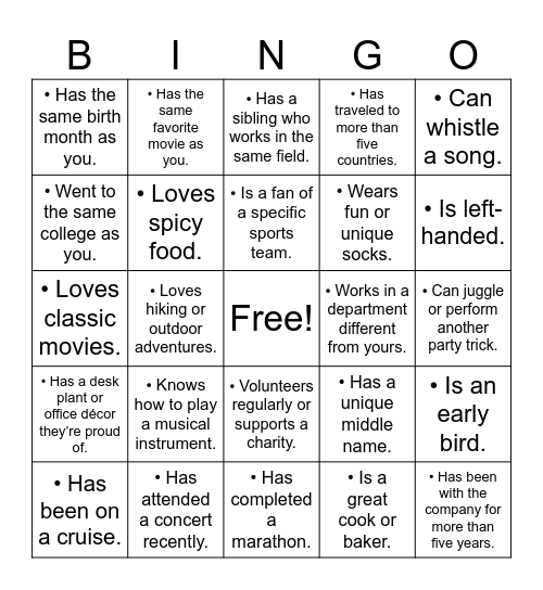 Find a Coworker Who... Bingo Card