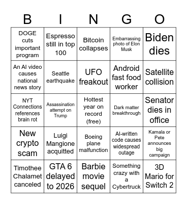 Kirk 2025 Bingo Card
