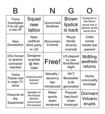 2025 Bingo Card