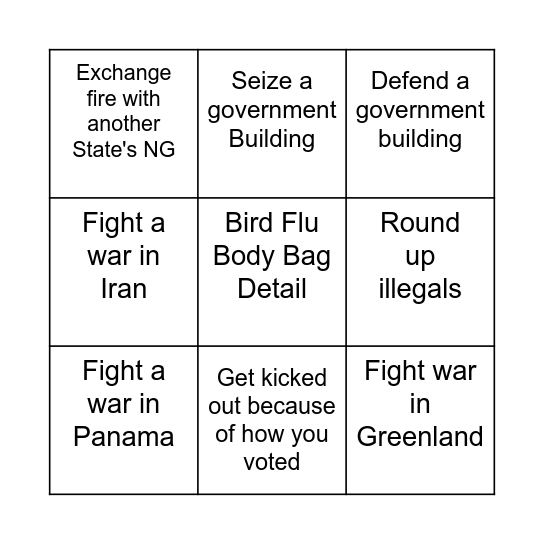 National Guard Under Trump Bingo Card