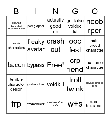 lunar will bingo Card