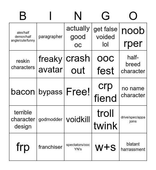 lunar will bingo Card