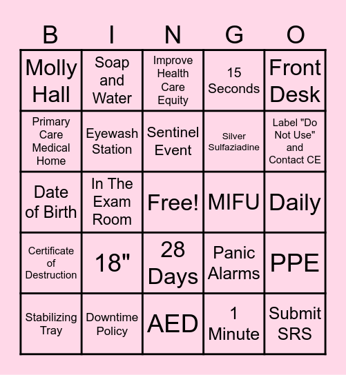 2025 Joint Commission Trivia Bingo Card