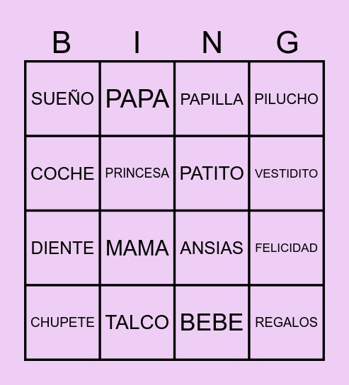 BABY Bingo Card