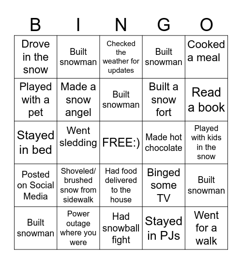 UNION STAR Bingo Card