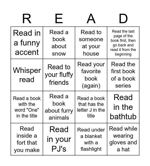 January Book Bingo Card