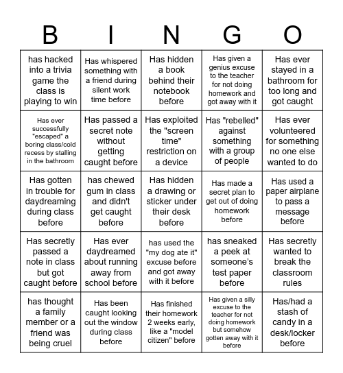 Dystopian find someone who... bingo Card