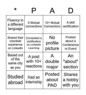 Connect with someone who has... Bingo Card