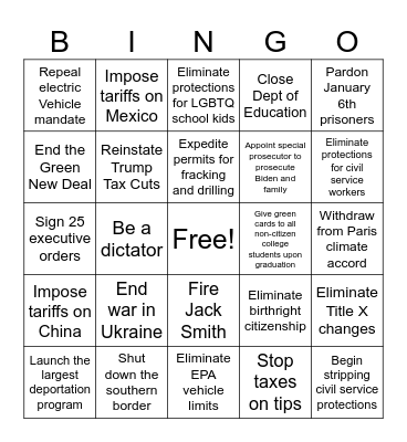 Day One Bingo! Bingo Card