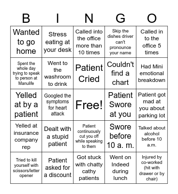 Work Place Bingo Card