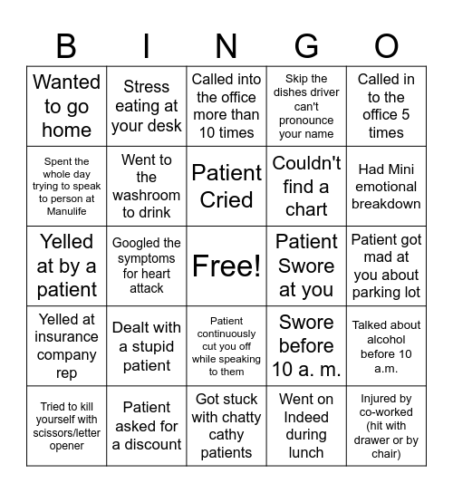 Work Place Bingo Card