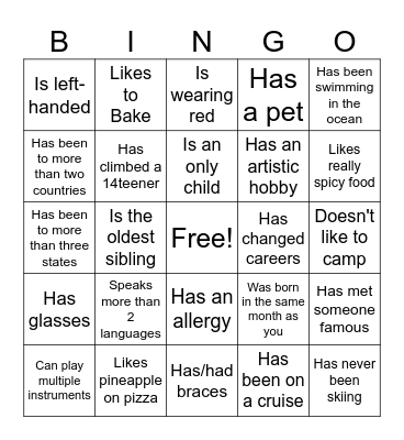 Icebreaker Bingo: Find Someone Who Bingo Card