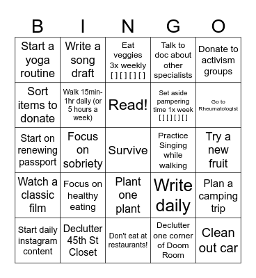 January Bingo Card