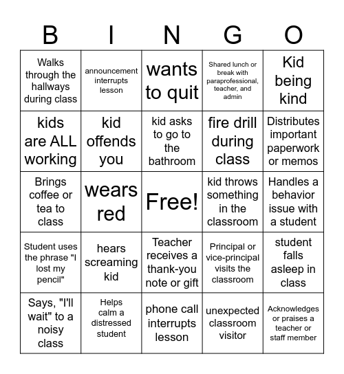 Scott Elementary 24-25 Bingo Card