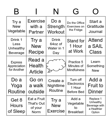 Healthy Habits Bingo Card
