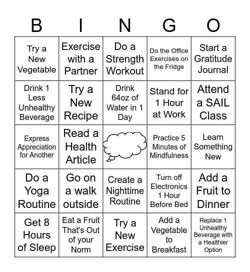 Healthy Habits Bingo Card