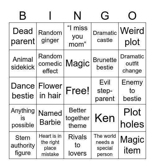 Barbie Bingo Card