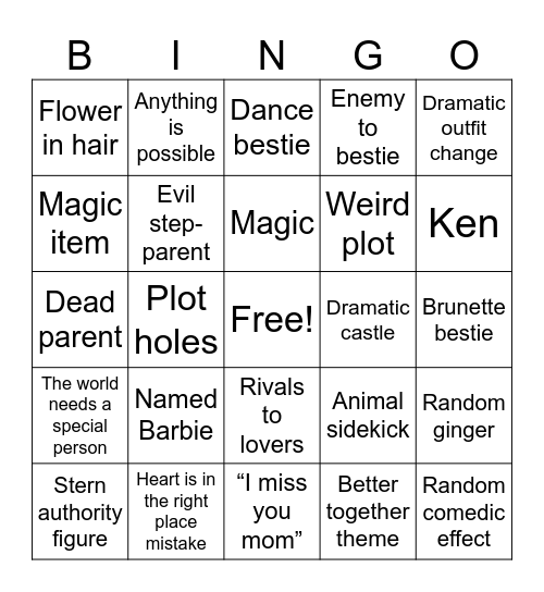 Barbie Bingo Card