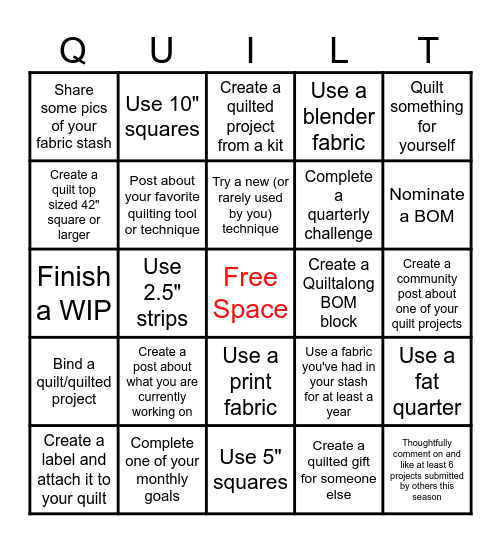 2025 Quiltalong Bingo Card