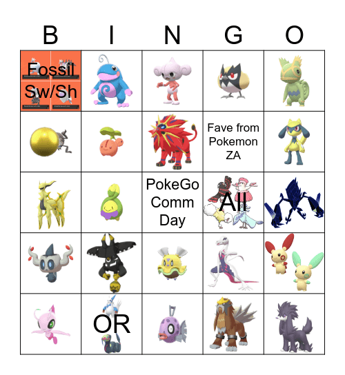 Shiny Bingo Card