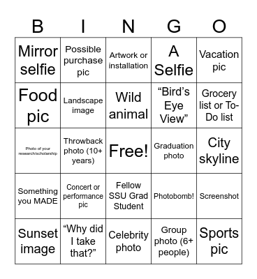 Camera Roll BINGO Card