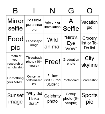 Camera Roll BINGO Card