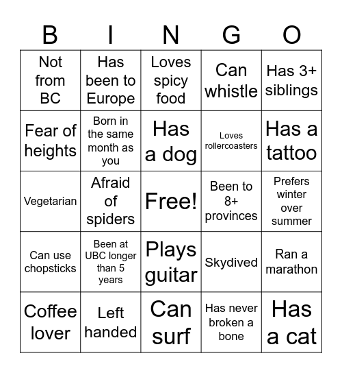 IURMP Kick-Off Bingo Card