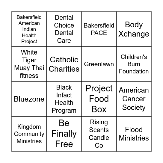 Wellness Fair Hunt Bingo Card