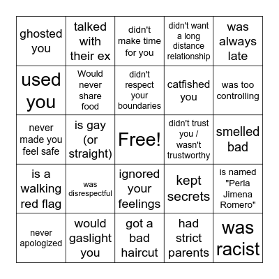 Has an ex who... Bingo Card