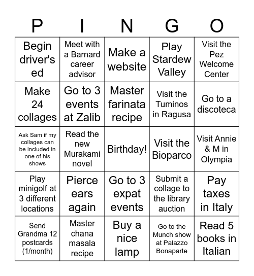 2025 Bingo Card