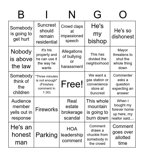 SRC Bingo Card