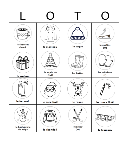 Joyeux Noel Bingo Card