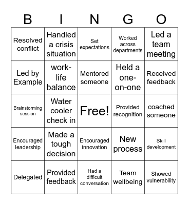 APP Leadership Bingo Card