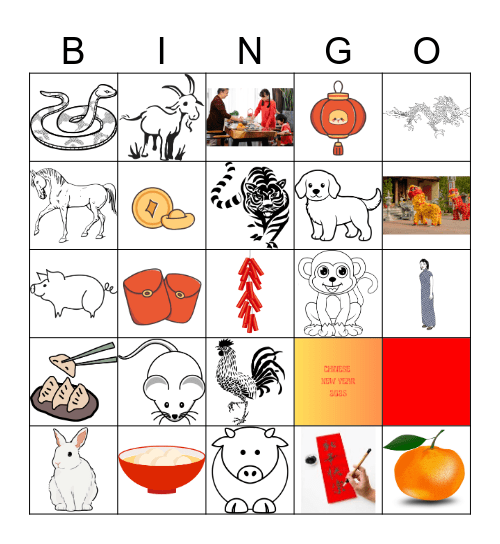 Chinese New Year Bingo Card