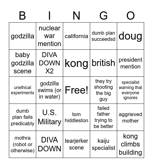 Kaiju Bingo Card