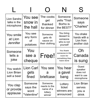 Formosa Lions January Bingo Card
