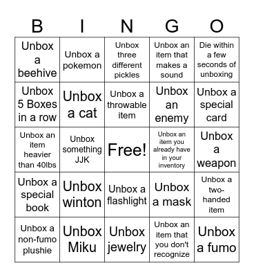 Autumn's Lethal Birthday Bingo Card