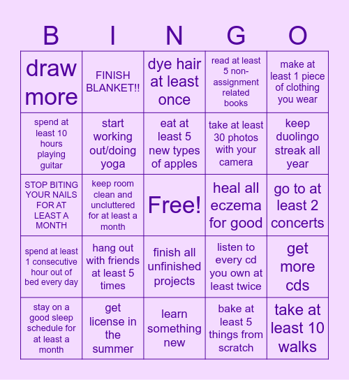 2025 goals ks Bingo Card