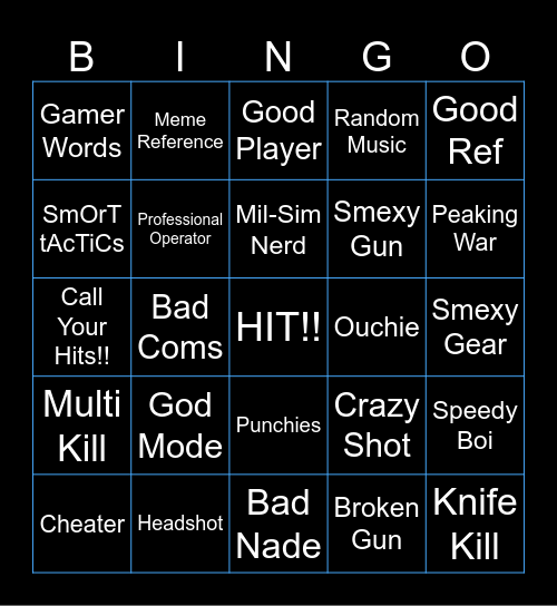 Airsoft Bingo Card