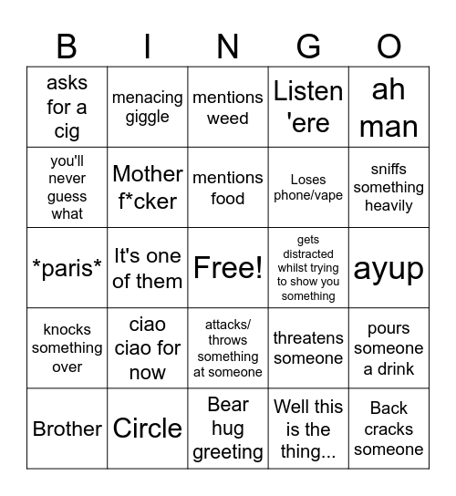 Dom Bingo Card