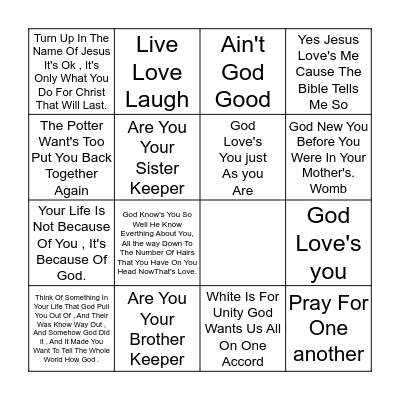 GOD''S LOVE BINGO Card