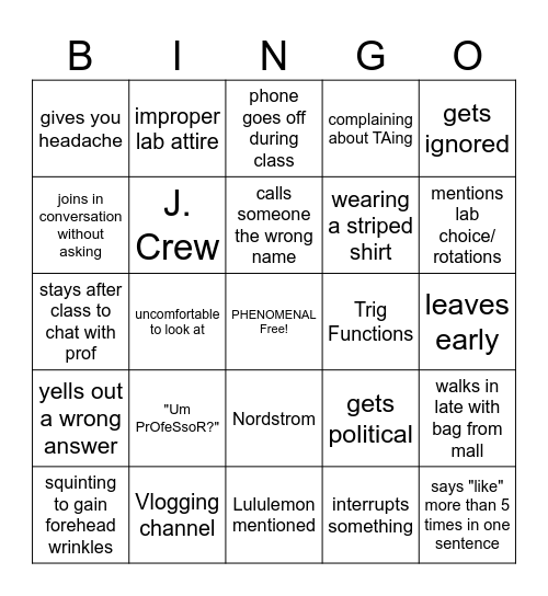 Jason Bingo Card