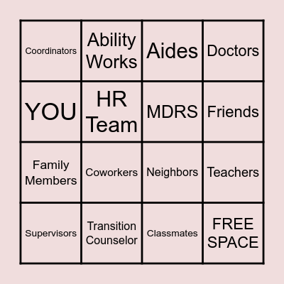 Who's on Your Team? Bingo Card