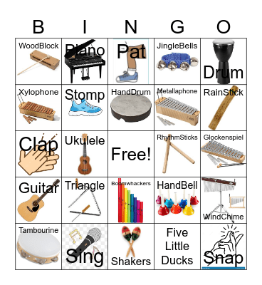 Classroom Instrument Bingo Card