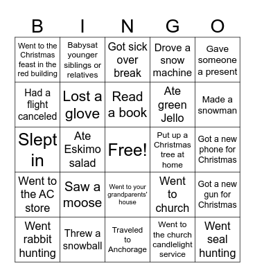 After Christmas Bingo Card