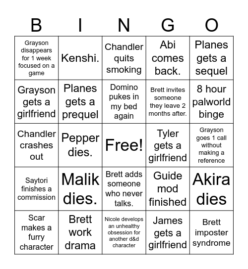 Dnd cord 2025 Bingo Card