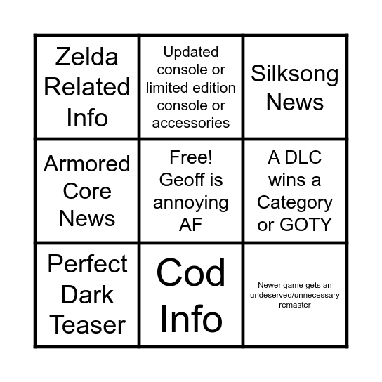 2024 GamMy Bingo Carde Awards Bingo Card