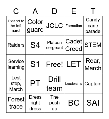 JROTC Bingo Card